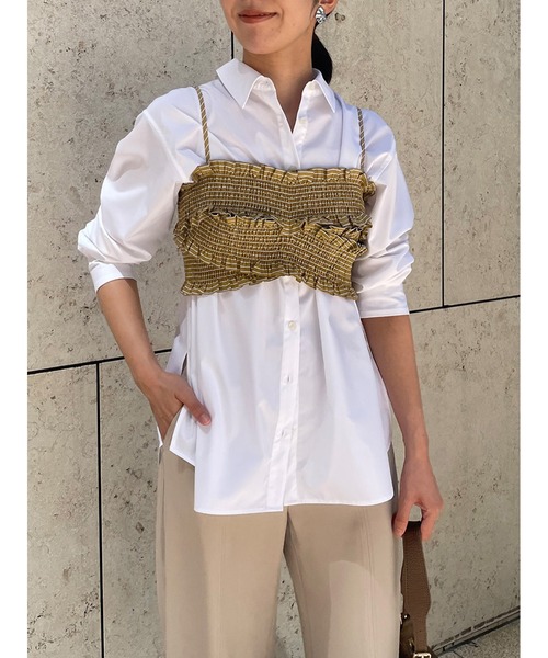 Stylevoice for xxx（スタイルヴォイスフォー）の「ギャザービスチェブラウスセット（シャツ/ブラウス・レディース・ブラック/マスタード/ライトピンク・FREE）」の13枚目の写真