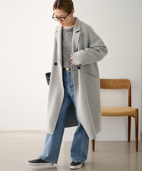 Spoom ネイビー ダブルブレスト チェスターコート　38 M Spoom ネイビー ダブルブレスト チェスターコート 38 M