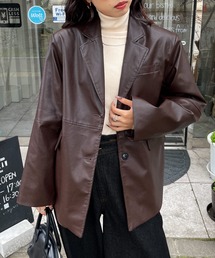 Chillfar | フェイクレザールーズテーラードジャケット(テーラードジャケット)