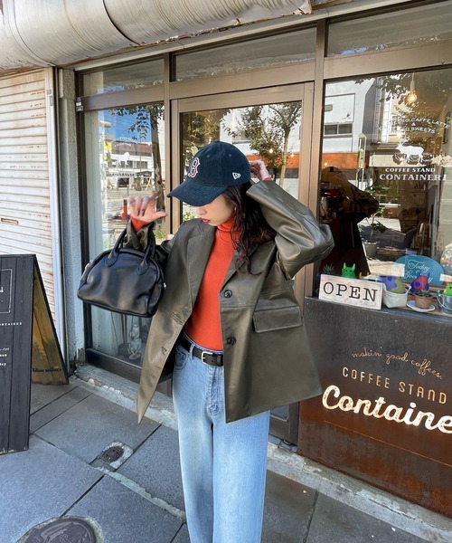 Chillfar（チルファー）の「フェイクレザールーズテーラードジャケット（テーラードジャケット・レディース・グレー/ブラウン/カーキ/ブラック・FREE）」の22枚目の写真