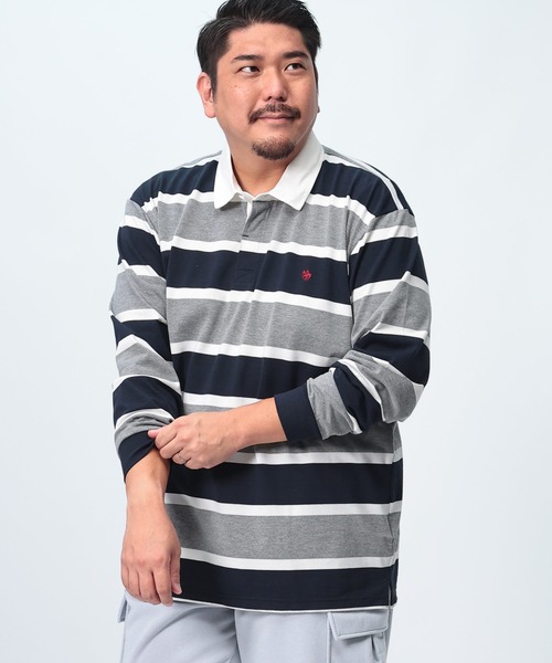 【セール】POLO BCS 胸刺繍 ボーダー柄 長袖 ラガーシャツ（Tシャツ/カットソー）｜POLO BCS（ポロ ビーシーエス）