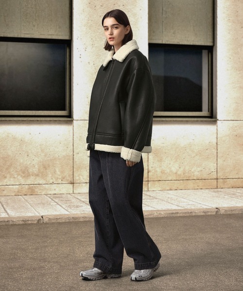 WOOL MELTON ×ACETATE SOUVENIR JACKET(S BLACK): gold: MENS