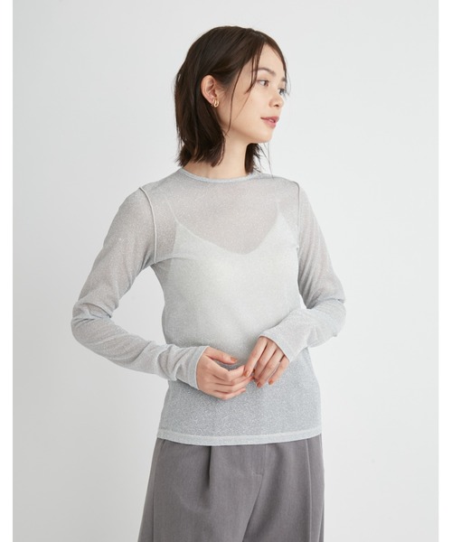 emmi（エミ）の「ラメシアーカットトップス（Tシャツ/カットソー