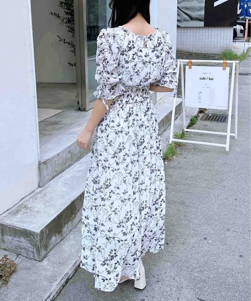 ウエストシャーリング花柄シフォンワンピース（ワンピース）｜INGNI