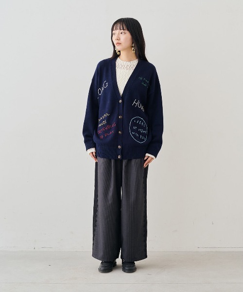 MEDE19F(メデジュウキュウ)の「MEDE19F レタード刺しゅうニットカーデ(カーディガン/ボレロ・レディース・グレー/ネイビー・M/L/LL)」の17枚目の写真