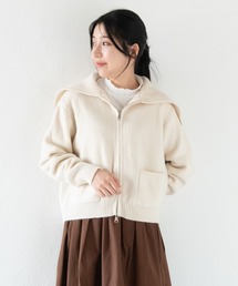 セーラーカラーニット / セーラー ジップ 2WAYファスナー ナチュラル フレンチ 大人カジュアル レトロ ヴィンテージ シティガール