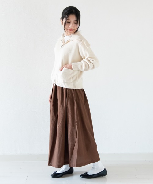 LOSUCA（ロスカ）の「セーラーカラーニット / セーラー ジップ 2WAYファスナー ナチュラル フレンチ 大人カジュアル レトロ ヴィンテージ シティガール（ニット/セーター・レディース・カーキ/オフホワイト/グレー・FREE）」の4枚目の写真