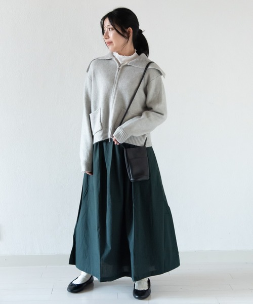 LOSUCA（ロスカ）の「セーラーカラーニット / セーラー ジップ 2WAYファスナー ナチュラル フレンチ 大人カジュアル レトロ ヴィンテージ シティガール（ニット/セーター・レディース・カーキ/オフホワイト/グレー・FREE）」の10枚目の写真