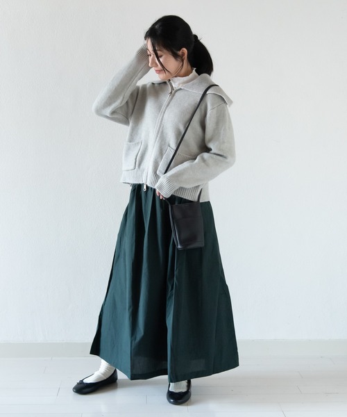 LOSUCA（ロスカ）の「セーラーカラーニット / セーラー ジップ 2WAYファスナー ナチュラル フレンチ 大人カジュアル レトロ ヴィンテージ シティガール（ニット/セーター・レディース・カーキ/オフホワイト/グレー・FREE）」の11枚目の写真