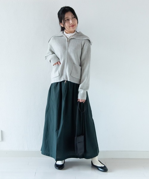 LOSUCA（ロスカ）の「セーラーカラーニット / セーラー ジップ 2WAYファスナー ナチュラル フレンチ 大人カジュアル レトロ ヴィンテージ シティガール（ニット/セーター・レディース・カーキ/オフホワイト/グレー・FREE）」の13枚目の写真