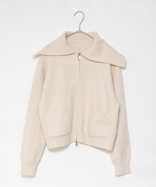 LOSUCA（ロスカ）の「セーラーカラーニット / セーラー ジップ 2WAYファスナー ナチュラル フレンチ 大人カジュアル レトロ ヴィンテージ シティガール（ニット/セーター・レディース・カーキ/オフホワイト/グレー・FREE）」の21枚目の写真