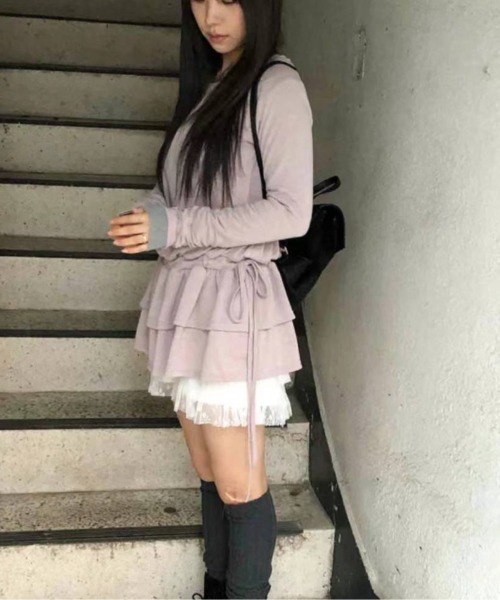 【ダブルフリル】クルーネックワンピース（ワンピース）｜Y2K SYNAPSE FACTORY（ワイツーケー シナプスファクトリー）