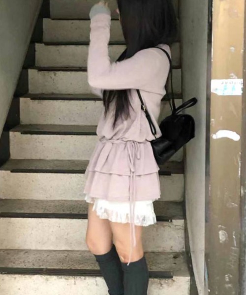 【ダブルフリル】クルーネックワンピース（ワンピース）｜Y2K SYNAPSE FACTORY（ワイツーケー シナプスファクトリー）