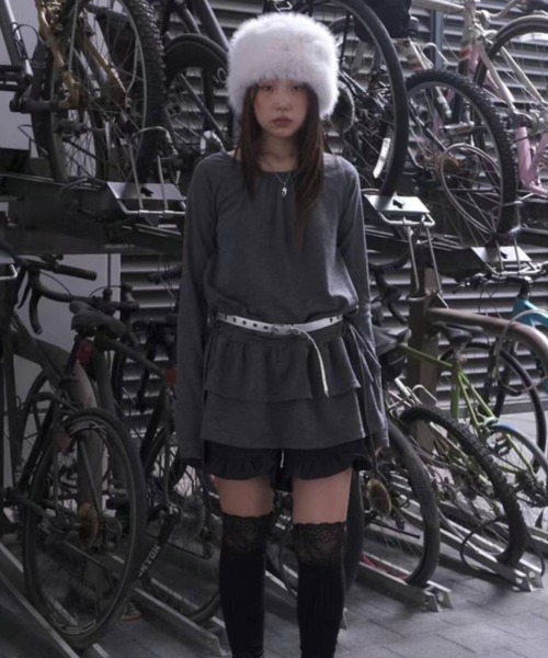 【ダブルフリル】クルーネックワンピース（ワンピース）｜Y2K SYNAPSE FACTORY（ワイツーケー シナプスファクトリー）