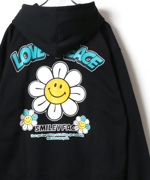 セール】SMILEY FACE/スマイリーフェイス 裏起毛 ワンポイント刺繍 袖