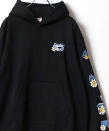SMILEY FACE（スマイリーフェイス）の「SMILEY FACE/スマイリーフェイス 裏起毛  ワンポイント刺繍 袖ロゴ バックプリント オーバーサイズ スウェットプルパーカー フーディー レディース メンズ（パーカー）」