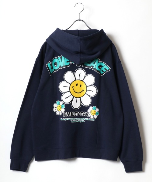 セール】SMILEY FACE/スマイリーフェイス 裏起毛 ワンポイント刺繍 袖