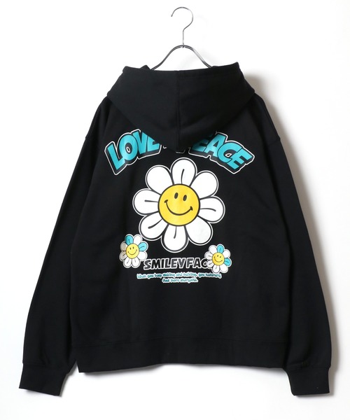 セール】SMILEY FACE/スマイリーフェイス 裏起毛 ワンポイント刺繍 袖