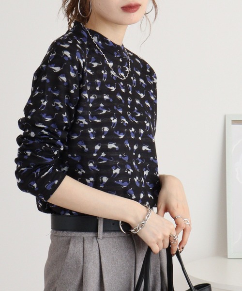 BRODIAEA(ブローディア)の「BRODIAEA 接結猫柄プルオーバー(Tシャツ/カットソー・レディース・モカ/グレー/ブラック/ネイビー・40)」の22枚目の写真