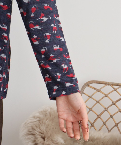 BRODIAEA(ブローディア)の「BRODIAEA 接結猫柄プルオーバー(Tシャツ/カットソー・レディース・モカ/グレー/ブラック/ネイビー・40)」の18枚目の写真