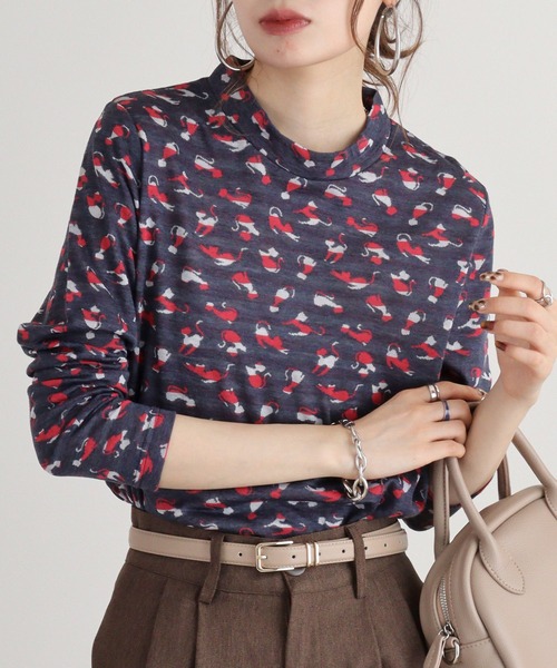 BRODIAEA(ブローディア)の「BRODIAEA 接結猫柄プルオーバー(Tシャツ/カットソー・レディース・モカ/グレー/ブラック/ネイビー・40)」の10枚目の写真