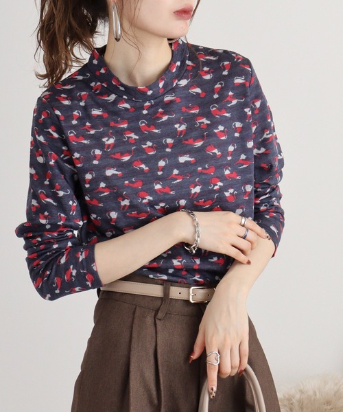 BRODIAEA(ブローディア)の「BRODIAEA 接結猫柄プルオーバー(Tシャツ/カットソー・レディース・モカ/グレー/ブラック/ネイビー・40)」の11枚目の写真