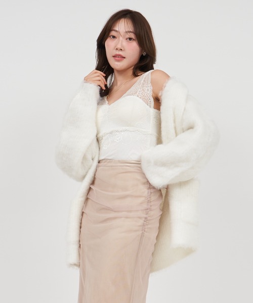 ROYAL PARTY（ロイヤルパーティー）の「コットンキャンディーカーディガン（カーディガン/ボレロ・レディース・ピンク/オフホワイト/グレー・FREE）」の5枚目の写真