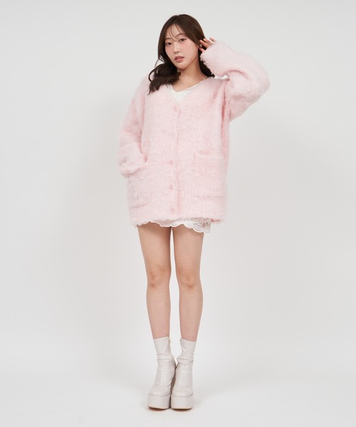 ROYAL PARTY（ロイヤルパーティー）の「コットンキャンディーカーディガン（カーディガン/ボレロ・レディース・ピンク/オフホワイト/グレー・FREE）」の8枚目の写真