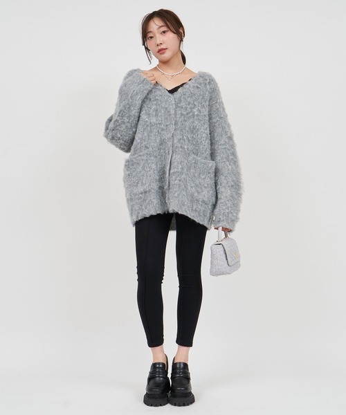 ROYAL PARTY（ロイヤルパーティー）の「コットンキャンディーカーディガン（カーディガン/ボレロ・レディース・ピンク/オフホワイト/グレー・FREE）」の4枚目の写真