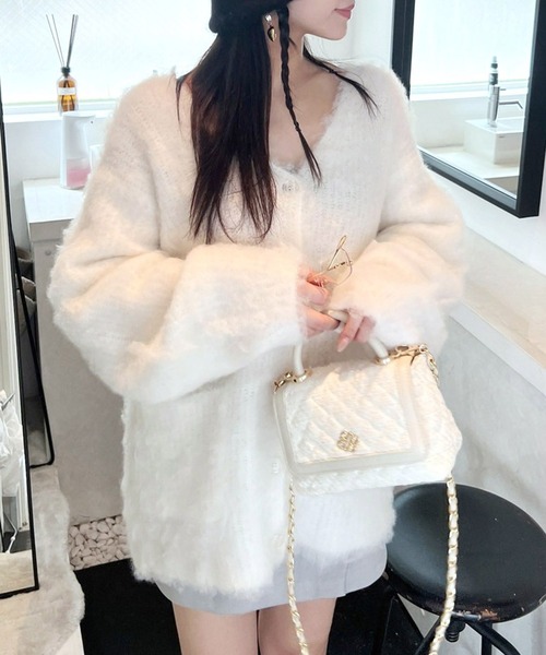 ROYAL PARTY（ロイヤルパーティー）の「コットンキャンディーカーディガン（カーディガン/ボレロ・レディース・ピンク/オフホワイト/グレー・FREE）」の12枚目の写真