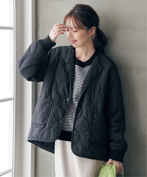 ikka（イッカ）の「【2WAY／親子コーデ】キルトボアリバーシブルブルゾン（ブルゾン・レディース・マジェンタ/ライム/ベージュ/ブラック・M/L/S）」の6枚目の写真