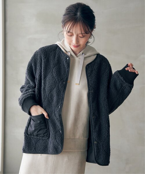 ikka（イッカ）の「【2WAY／親子コーデ】キルトボアリバーシブルブルゾン（ブルゾン・レディース・マジェンタ/ライム/ベージュ/ブラック・M/L/S）」の9枚目の写真