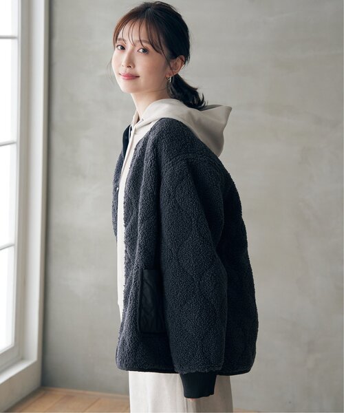 ikka（イッカ）の「【2WAY／親子コーデ】キルトボアリバーシブルブルゾン（ブルゾン・レディース・マジェンタ/ライム/ベージュ/ブラック・M/L/S）」の10枚目の写真