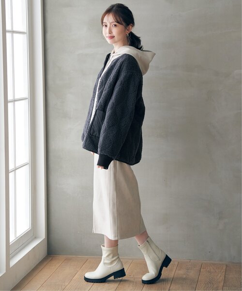 ikka（イッカ）の「【2WAY／親子コーデ】キルトボアリバーシブルブルゾン（ブルゾン・レディース・マジェンタ/ライム/ベージュ/ブラック・M/L/S）」の11枚目の写真