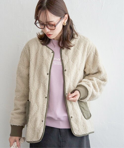 ikka（イッカ）の「【2WAY／親子コーデ】キルトボアリバーシブルブルゾン（ブルゾン・レディース・マジェンタ/ライム/ベージュ/ブラック・M/L/S）」の14枚目の写真