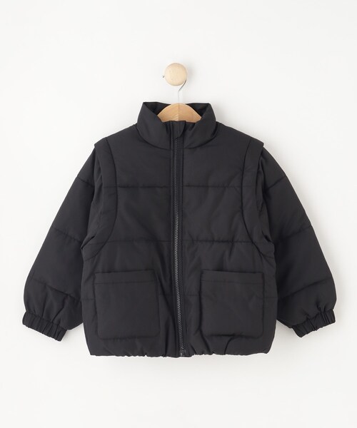 SHOO・LA・RUE（シューラルー）の「◆【110-140cm/撥水/男女兼用】お袖取り外し2WAY中綿ブルゾン（ブルゾン・キッズ・ブラック/ベビーピンク/ブルー系その他・11/12/13/14）」の2枚目の写真