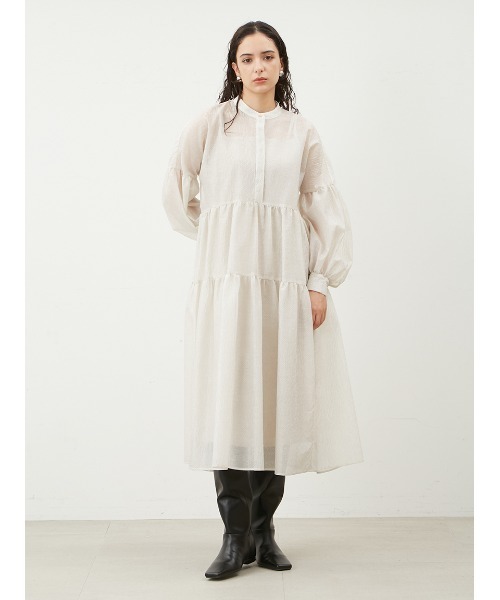 Mila Owen（ミラオーウェン）の「スタンドカラーティアードワンピース（ワンピース・レディース・ブラック/ホワイト・1/0）」の11枚目の写真