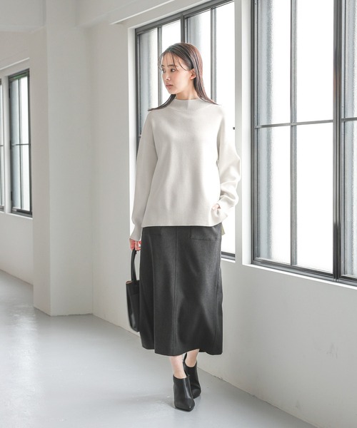 GLOBAL WORK（グローバルワーク）の「お手入れらくらくSET UPIラインスカート/145512（スカート・レディース・杢グレー/モカ/スミクロ・LARGE/MEDIUM）」の17枚目の写真