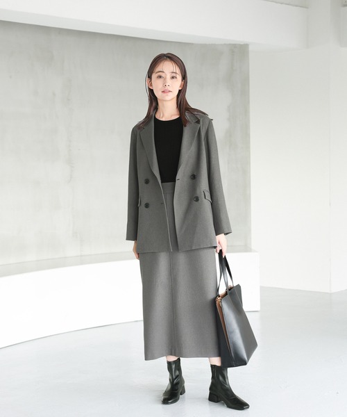 GLOBAL WORK（グローバルワーク）の「お手入れらくらくSET UPIラインスカート/145512（スカート・レディース・杢グレー/モカ/スミクロ・LARGE/MEDIUM）」の13枚目の写真