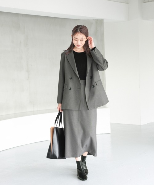 GLOBAL WORK（グローバルワーク）の「お手入れらくらくSET UPIラインスカート/145512（スカート・レディース・杢グレー/モカ/スミクロ・LARGE/MEDIUM）」の8枚目の写真