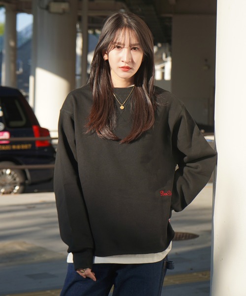 BEN DAVIS（ベンデイビス）の「《BEN DAVIS》 RECYCLE COTTON MIX SWEAT CREW（スウェット・レディース・ブラック/カーキ/オートミール・FREE）」の2枚目の写真