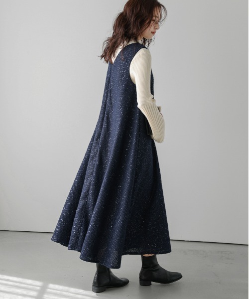 セール】ツイードスパンコールドレスワンピ（ワンピース）｜AMELY