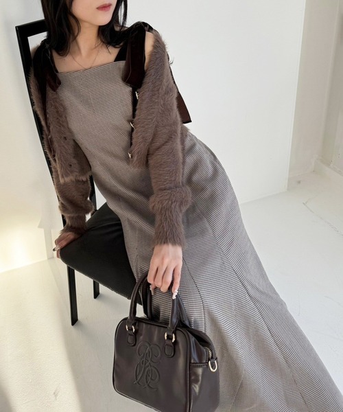 セール】ベロアリボンマーメイドキャミワンピース【リボン取り外し可能