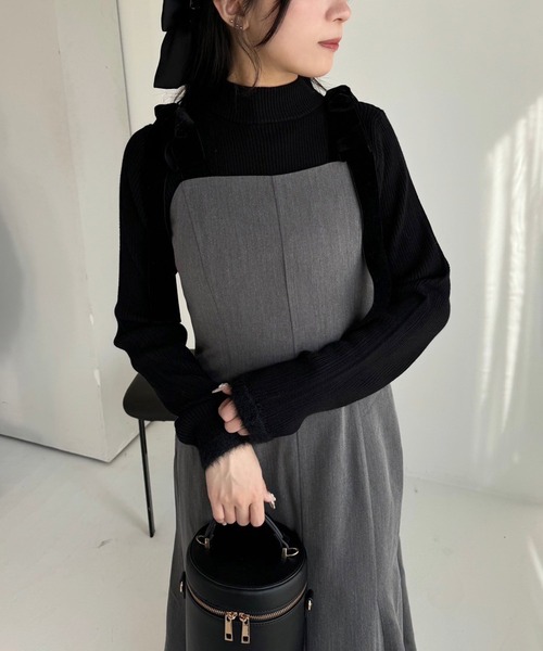 セール】ベロアリボンマーメイドキャミワンピース【リボン取り外し可能