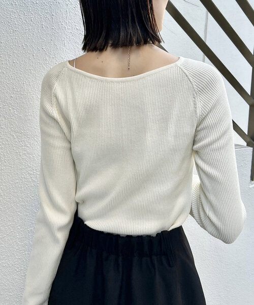 mystic(ミスティック)の「【10色展開/EC限定カラーORG】クルーリブニット(ニット/セーター・レディース・ブラック/アイボリー/ブルー/シルバー/ピンク/イエロー/オレンジ/グレー/グリーン/レッド・FREE)」の15枚目の写真