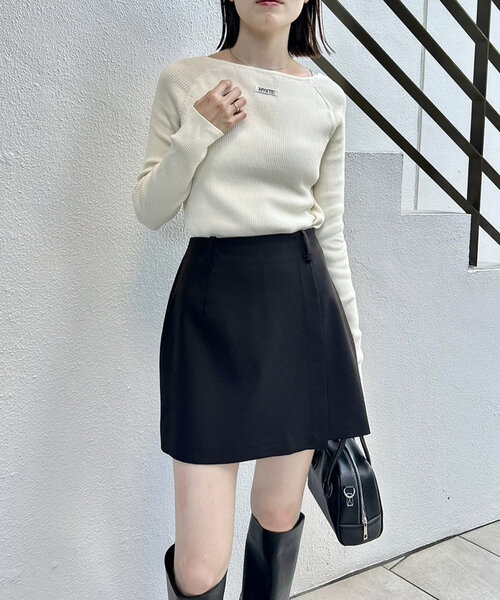 mystic(ミスティック)の「【10色展開/EC限定カラーORG】クルーリブニット(ニット/セーター・レディース・ブラック/アイボリー/ブルー/シルバー/ピンク/イエロー/オレンジ/グレー/グリーン/レッド・FREE)」の16枚目の写真