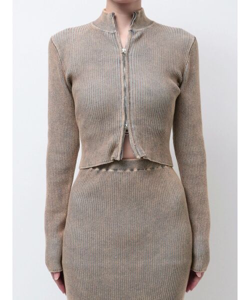 EMODA（エモダ）の「ウォッシュリブジップニット（ニット/セーター・レディース・ブルー/シルバー/ブラック/ピンク/ベージュ・FREE）」の3枚目の写真