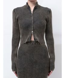 EMODA | ウォッシュリブジップニット(ニット/セーター)