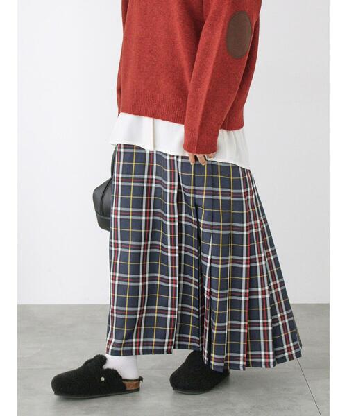 Lugnoncure（ルノンキュール）の「◎チェック柄プリーツスカート（スカート・レディース・ネイビー/ブラウン・F）」の3枚目の写真