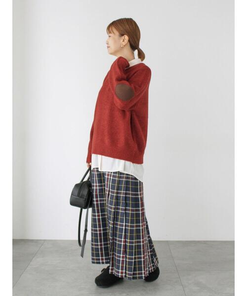 Lugnoncure（ルノンキュール）の「◎チェック柄プリーツスカート（スカート・レディース・ネイビー/ブラウン・F）」の4枚目の写真